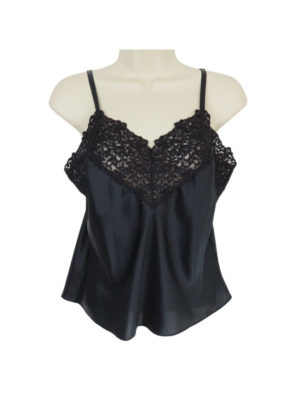 Wacoal Small 81009 Black Lace V Neck Spaghetti Strap Cami Sleep Tank Top Shirt
